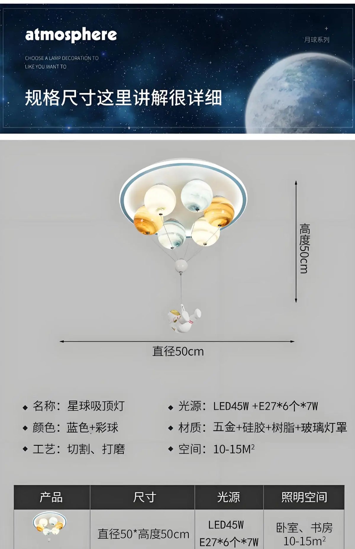 Children Lighting - Modern Astronaut LED Ceiling Light for Kids Room Decor SW-36210438 - SWEET-LIGHTS