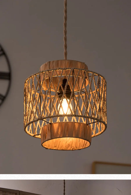 Lampshade - Retro Pendant Lamp Hand Woven Paper Rope SW-36210467 - SWEET-LIGHTS