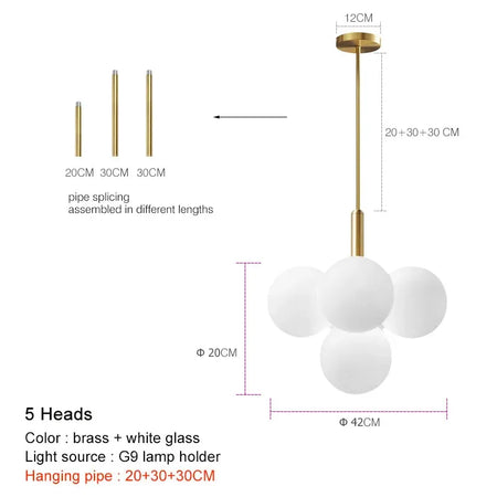 Pendant Light - Nordic Minimalist Glass Ball LED Chandelier for Home Decor SW-36210457 - SWEET-LIGHTS