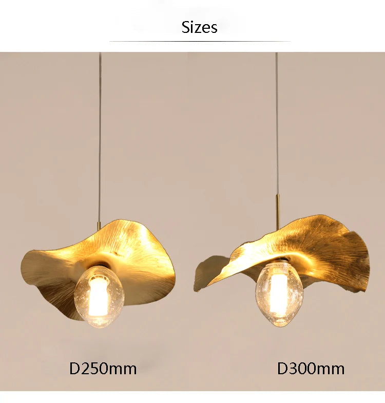 Pendant Light - Lotus Leaf Minimalist Hammered Brass Lamp SW-36210345 - SWEET-LIGHTS