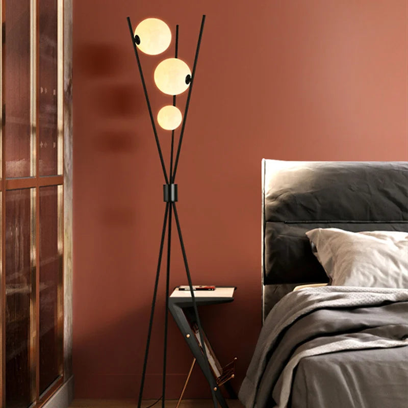 Floor Lamp - Artpad Nordic Black Tripod 3D Moon Shade SW-36210789 - SWEET-LIGHTS