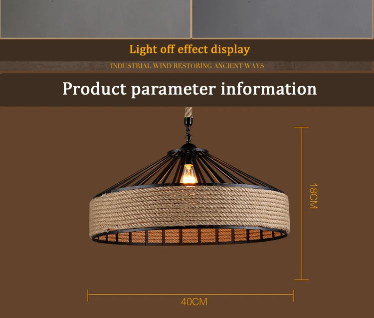 Pendant Light - Vintage Hemp Rope LED Industrial Chandelier SW-36210347 - SWEET-LIGHTS