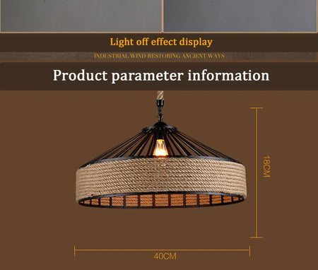 Pendant Light - Vintage Hemp Rope LED Industrial Chandelier SW-36210347 - SWEET-LIGHTS