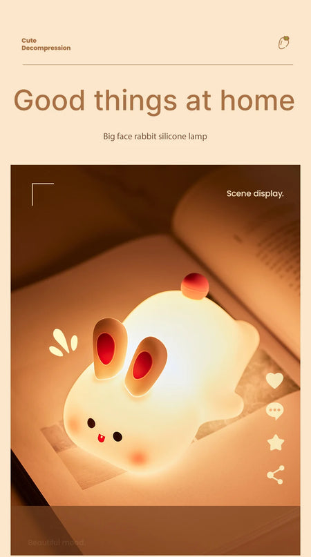 Children Lighting - Cute Rabbit Rechargeable Night Lamp Touch Sensor USB Light for Kids Gift SW-36210345 - SWEET-LIGHTS