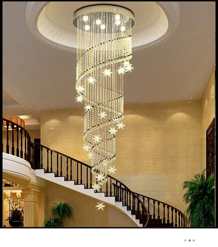 Chandelier - Modern Crystal Moon And Star Spiral Design For Lobby Stair Lighting SW-36210324 - SWEET-LIGHTS