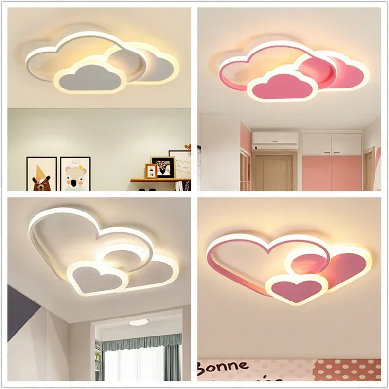 Children Lighting - Led Ceiling Lamp for Kids Room Pink Heart Shape Cloud Light SW-36210345 - SWEET-LIGHTS