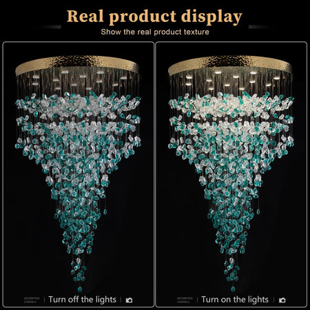 Chandelier - Luxury Large Green Crystal Stone for Lobby Staircase LED SW-36210347 - SWEET-LIGHTS