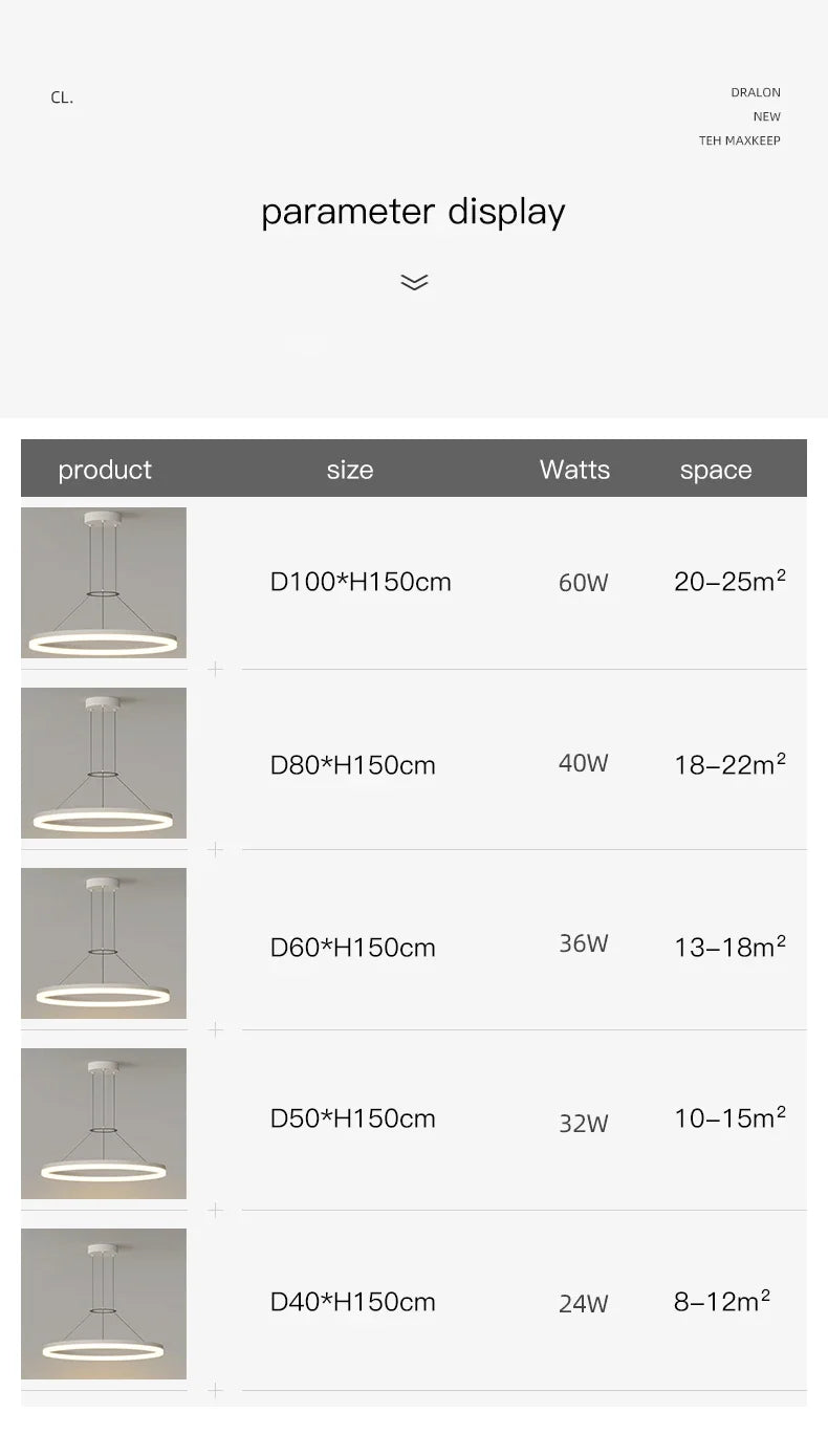 Pendant Light - Modern Minimalist Led Pendant Lamp For Living Room Bedroom Dining Kitchen Black Ring Chandelier SW-36210347 - SWEET-LIGHTS