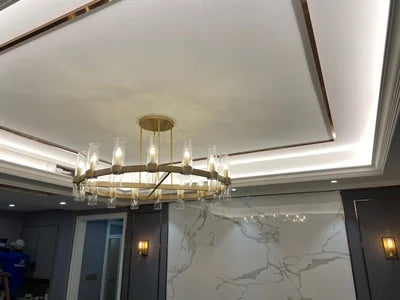 Pendant Light - Retro American Chrome Black Gold LED Chandelier Lighting Fixtures For Foyer SW-36210458 - SWEET-LIGHTS
