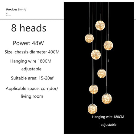 Pendant Light - Modern Led Chandelier Glass Ball Dimmable for Staircase Living Room SW-36210345 - SWEET-LIGHTS