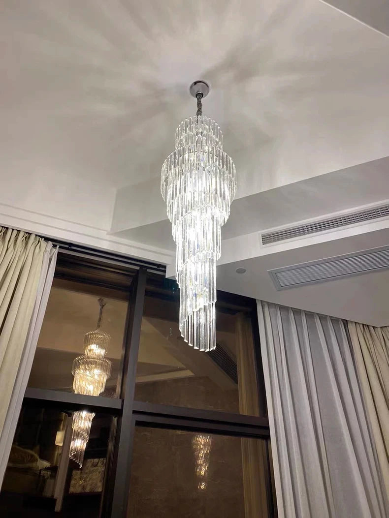 Chandelier - Long Crystal Staircase Gold Modern Lamp Luxury Villa Home Decor SW-36210458 - SWEET-LIGHTS