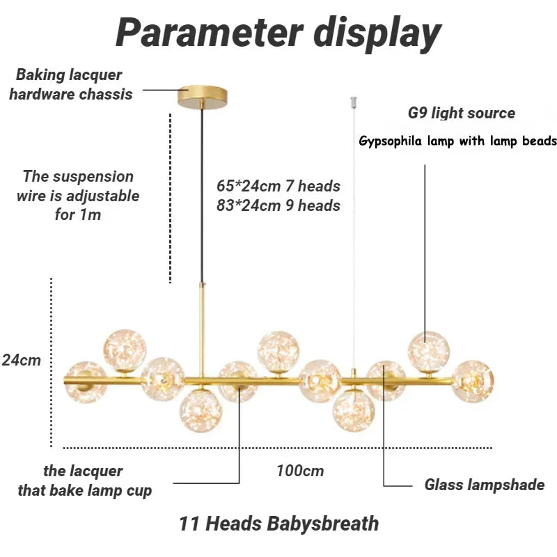 Pendant Light - Modern Long Dining Room Chandelier Glass Ball Lampshade Light Over The Table Kitchen Office Pendant Lamp Home Decor Luminaires SW-36210789 - SWEET-LIGHTS