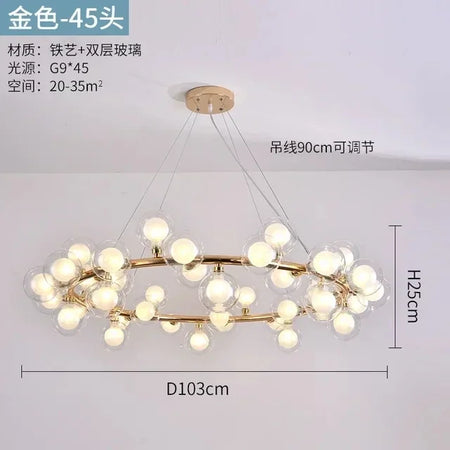 Pendant Light - Nordic LED Glass Ball Chandelier Gold Black Home Decor Lamp SW-36210234 - SWEET-LIGHTS
