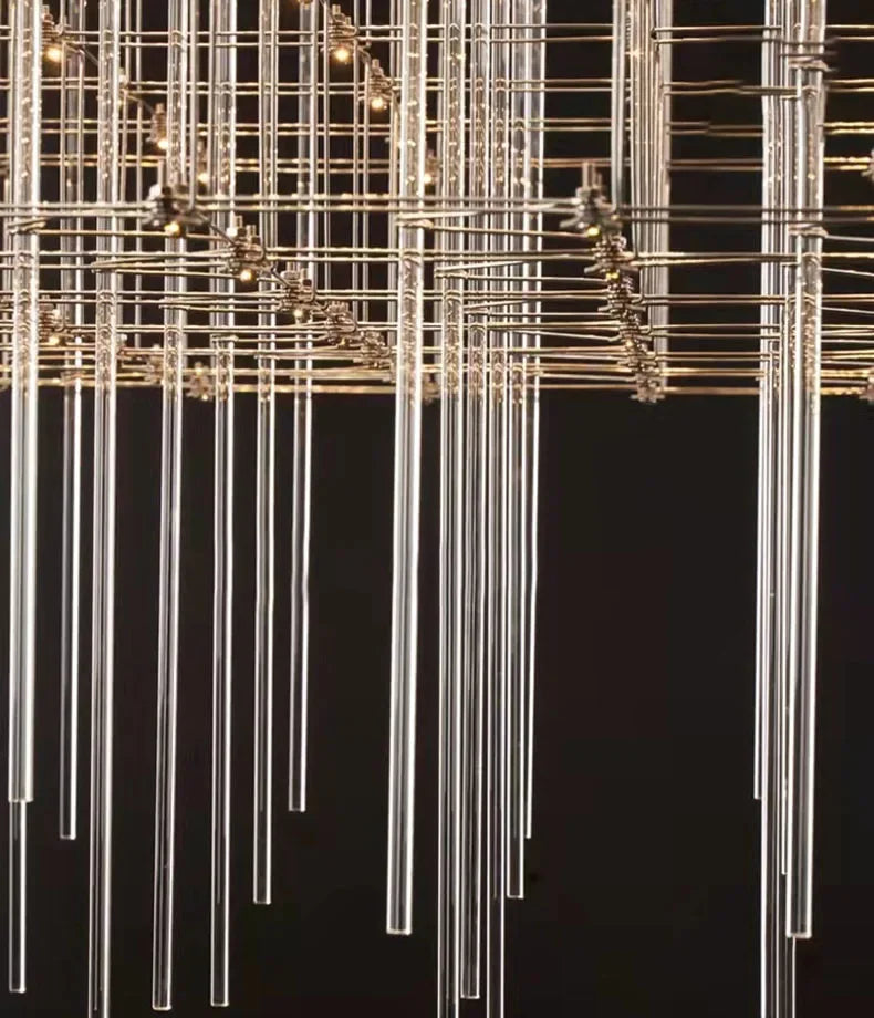Chandelier - Chrome Square LED Pendant Lamp Stainless Steel For Hall Foyer Restaurant Adjustable Cord SW-36210487 - SWEET-LIGHTS