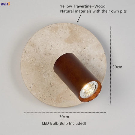 Wall Light - IWHD Modern Nordic LED Walnut Yellow Travertine Lamp SW-36210357 - SWEET-LIGHTS