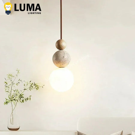 Pendant Light - Luma Cream Yellow Travertine Stone Lamp SW-36210324 - SWEET-LIGHTS