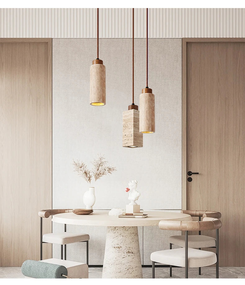 Pendant Light - Yellow Marble Droplight Dining Table Japan Wabi-Sabi Pendant Light SW-36210458 - SWEET-LIGHTS