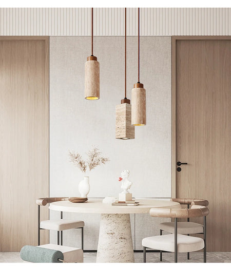 Pendant Light - Yellow Marble Droplight Dining Table Japan Wabi-Sabi Pendant Light SW-36210458 - SWEET-LIGHTS