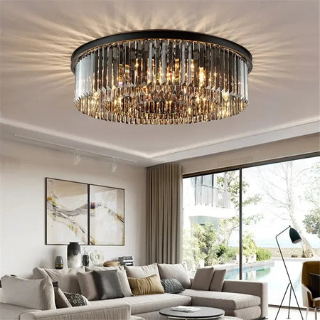 Ceiling Light - Luxury Round Modern Crystal Black E14 Lamp SW-36210478 - SWEET-LIGHTS