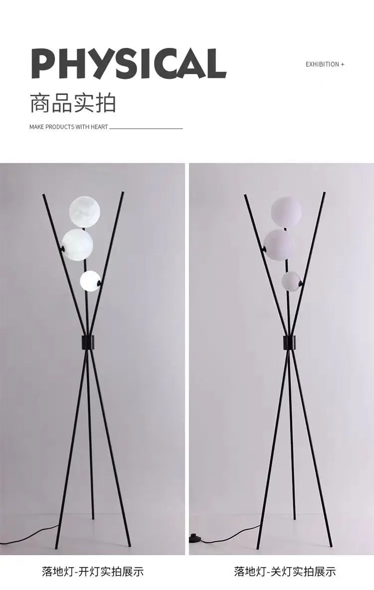 Floor Lamp - Artpad Nordic Black Tripod 3D Moon Shade SW-36210789 - SWEET-LIGHTS