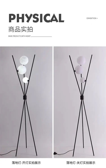Floor Lamp - Artpad Nordic Black Tripod 3D Moon Shade SW-36210789 - SWEET-LIGHTS