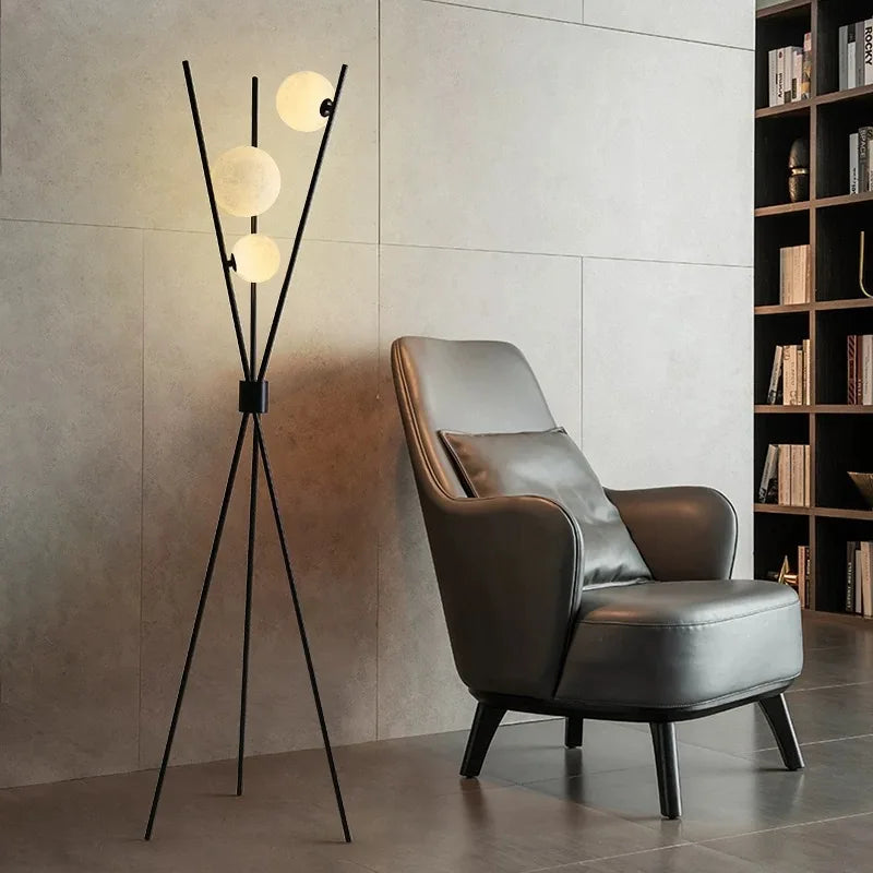 Floor Lamp - Artpad Nordic Black Tripod 3D Moon Shade SW-36210789 - SWEET-LIGHTS