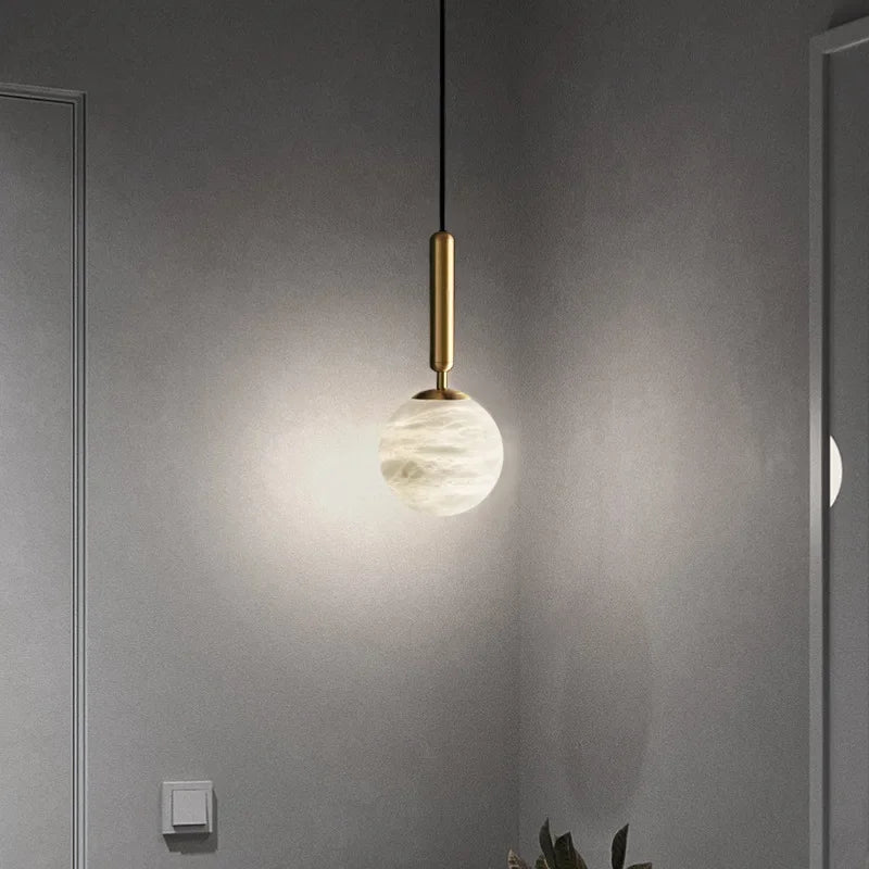 Pendant Light - Modern Marble All Copper Single Head Lamp SW-36210789 - SWEET-LIGHTS
