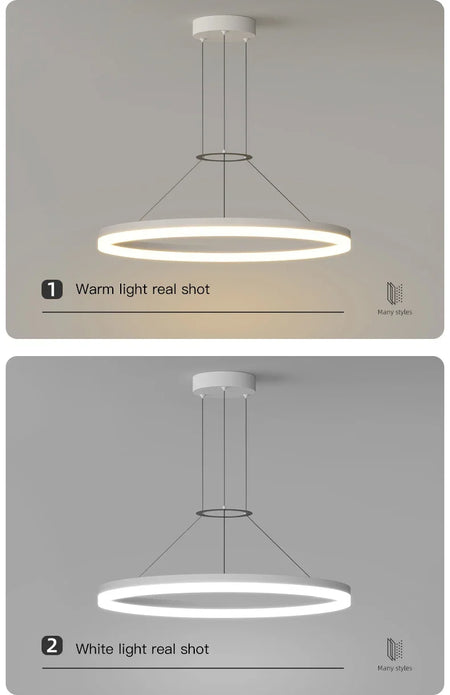 Pendant Light - Modern Minimalist Led Pendant Lamp For Living Room Bedroom Dining Kitchen Black Ring Chandelier SW-36210347 - SWEET-LIGHTS