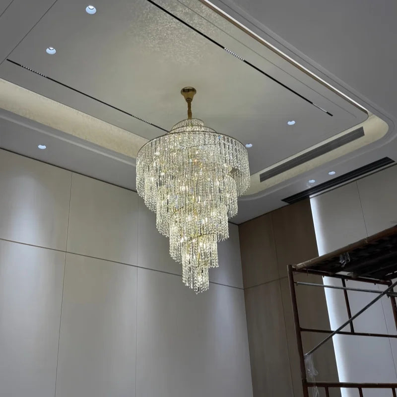 Chandelier - Villa Hollow Duplex Crystal Pendant Light Luxury SW-36210457 - SWEET-LIGHTS