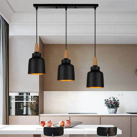 Pendant Light - Modern 3 Heads Wood Aluminum Chandelier Black SW-36210478 - SWEET-LIGHTS