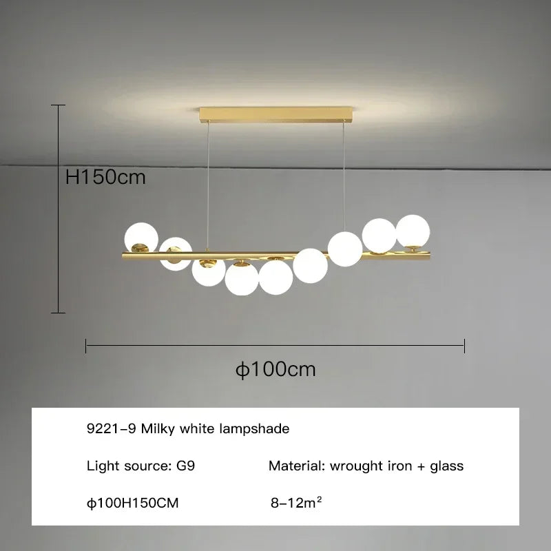 Pendant Light - Modern Led Long Ceiling Chandelier Glass Balls Dining Room Kitchen Hanging Lamp SW-36210345 - SWEET-LIGHTS