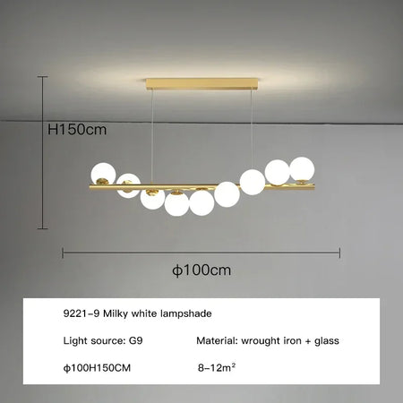 Pendant Light - Modern Led Long Ceiling Chandelier Glass Balls Dining Room Kitchen Hanging Lamp SW-36210345 - SWEET-LIGHTS