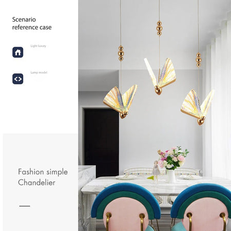 Pendant Light - Nordic Colorful Butterfly LED Pendant Lamps for Home Bedroom Living Room Indoor Golden Lighting SW-36210478 - SWEET-LIGHTS