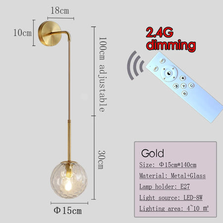 Wall Light - Nordic 2.4G Remote Control Dimming Black/Gold Lamp SW-36210345 - SWEET-LIGHTS