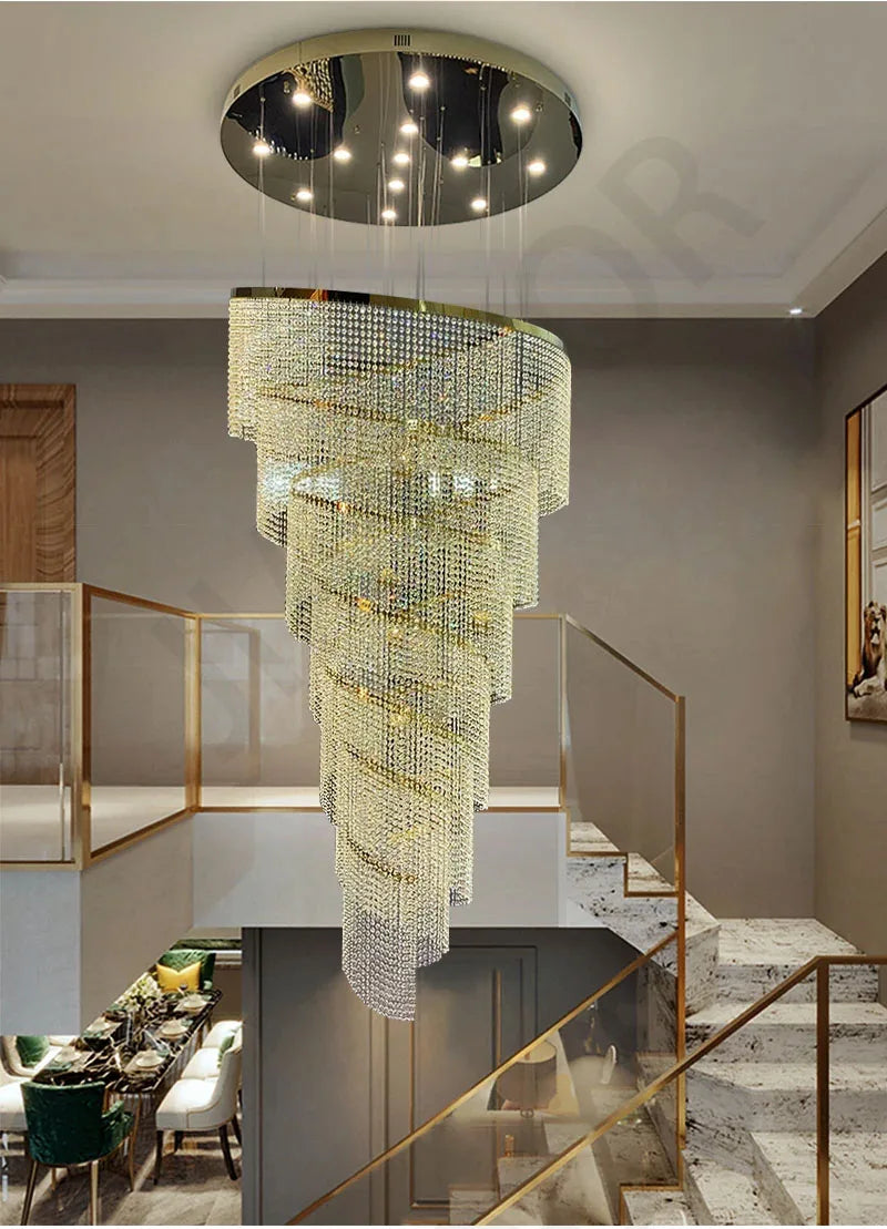 Chandelier - Large Spiral Design Crystal Chandelier For Staircase Hallway Lobby Modern LED Cristal Lamp Luxury Home Decor SW-36210345 - SWEET-LIGHTS