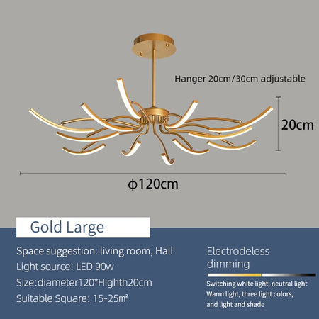 Ceiling Light - MDWELL Matte Black/White Modern LED Ceiling Lights for Living Room Bedroom Adjustable Lamp SW-36210345 - SWEET-LIGHTS