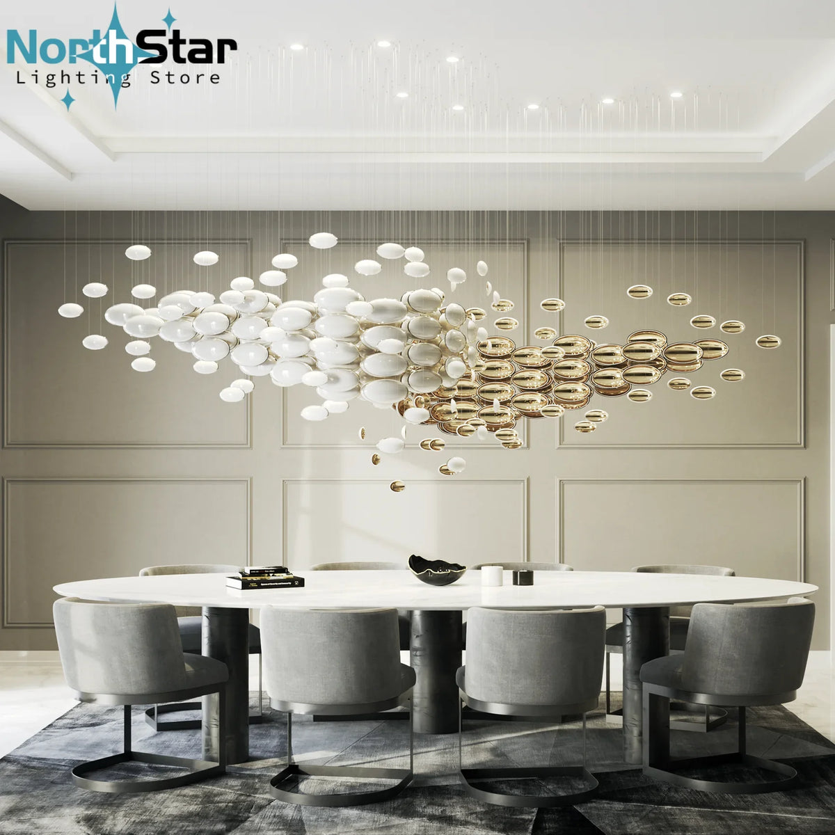 Chandelier - Luxury Lustre Bowl Hanging Chandelier Golden Dragon Egg SW-36210678 - SWEET-LIGHTS