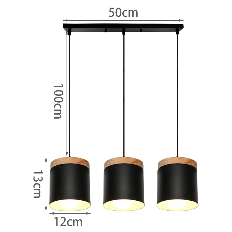 Pendant Light - Modern 3 Heads Wood Aluminum Chandelier Black SW-36210478 - SWEET-LIGHTS