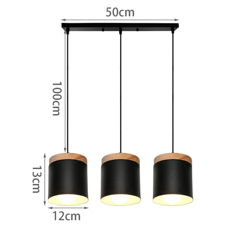 Pendant Light - Modern 3 Heads Wood Aluminum Chandelier Black SW-36210478 - SWEET-LIGHTS
