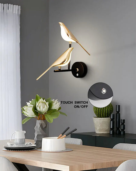 Wall Light - Creative Bird 360° Rotatable LED Wall Lamp Golden Touch Switch SW-36210457 - SWEET-LIGHTS