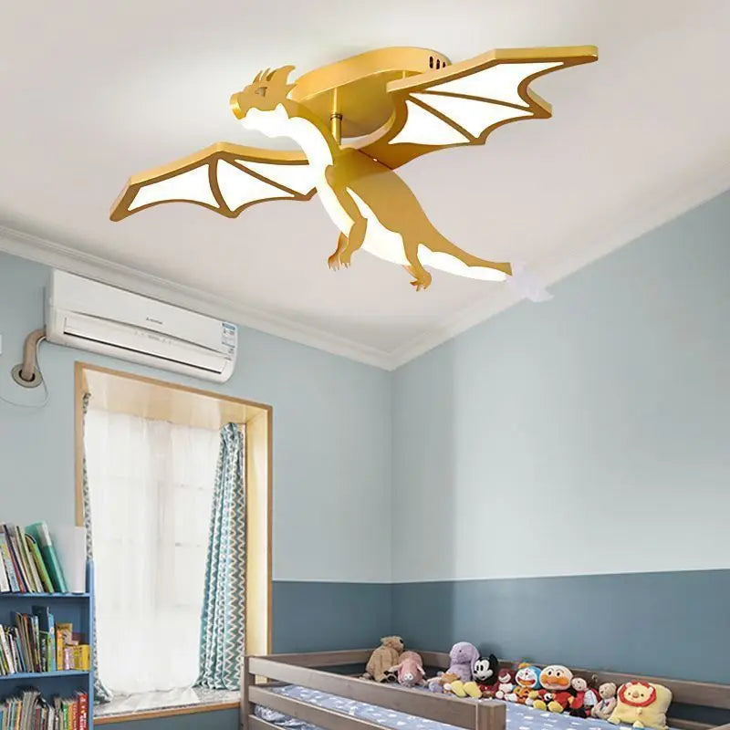 Children Lighting - Golden Dinosaur Fire Breathing Dragon Ceiling Lamps LED Children's Room Light Boy Bedroom Nursery SW-36210345 - SWEET-LIGHTS