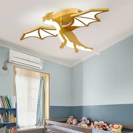 Children Lighting - Golden Dinosaur Fire Breathing Dragon Ceiling Lamps LED Children's Room Light Boy Bedroom Nursery SW-36210345 - SWEET-LIGHTS