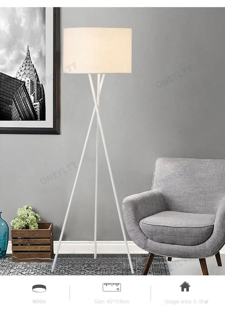Floor Lamp - Scandinavian Fabric Led Tripod Design Light SW-36210347 - SWEET-LIGHTS