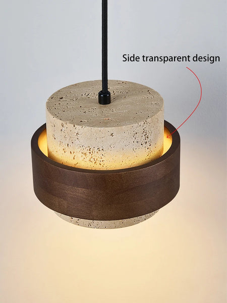 Pendant Light - Led Pendant Lamp Bedroom Chandelier Small Stone Wood Walnut Hanging Fixture SW-36210345 - SWEET-LIGHTS