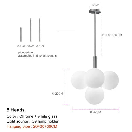 Pendant Light - Nordic Minimalist Glass Ball LED Chandelier for Home Decor SW-36210457 - SWEET-LIGHTS