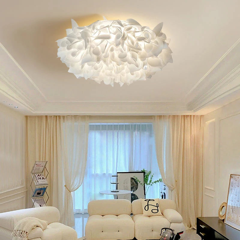 Ceiling Light - Italian Romantic White Flower LED Lamp Remote Control Dimming Home Decor SW-36210457 - SWEET-LIGHTS