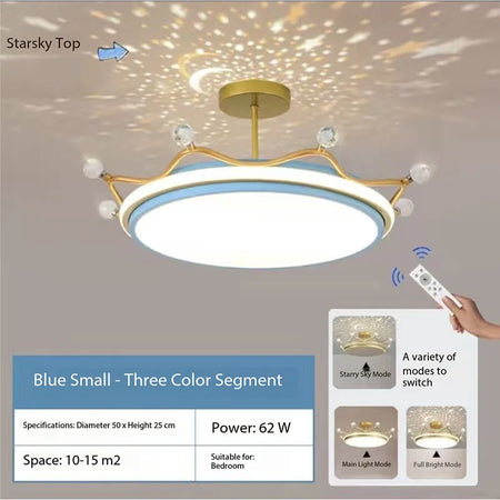Children Lighting - Crown LED Dimmable Ceiling Chandelier Star And Moon Lamp Pendant Kids Room Decor SW-36210347 - SWEET-LIGHTS