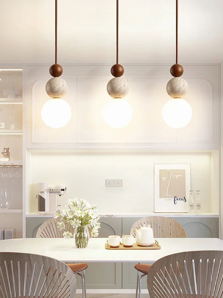 Pendant Light - Luma Cream Yellow Travertine Stone Lamp SW-36210324 - SWEET-LIGHTS