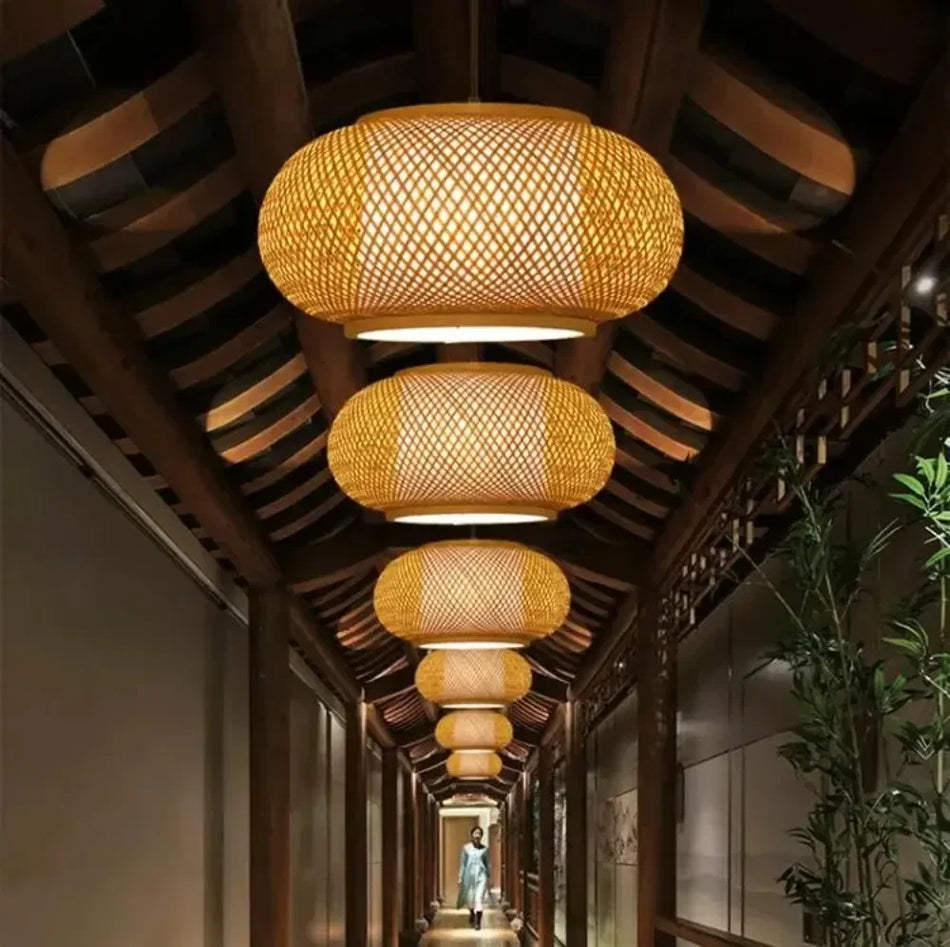 Lampshade - Dia40/50/60cm Handknitted Bamboo Pendant E27 SW-36210457 - SWEET-LIGHTS