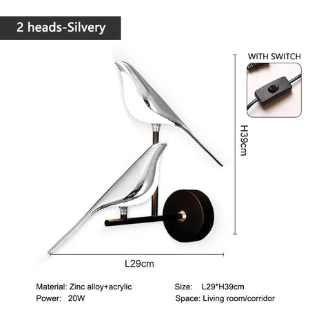 Wall Light - Creative Bird 360° Rotatable LED Wall Lamp Golden Touch Switch SW-36210457 - SWEET-LIGHTS